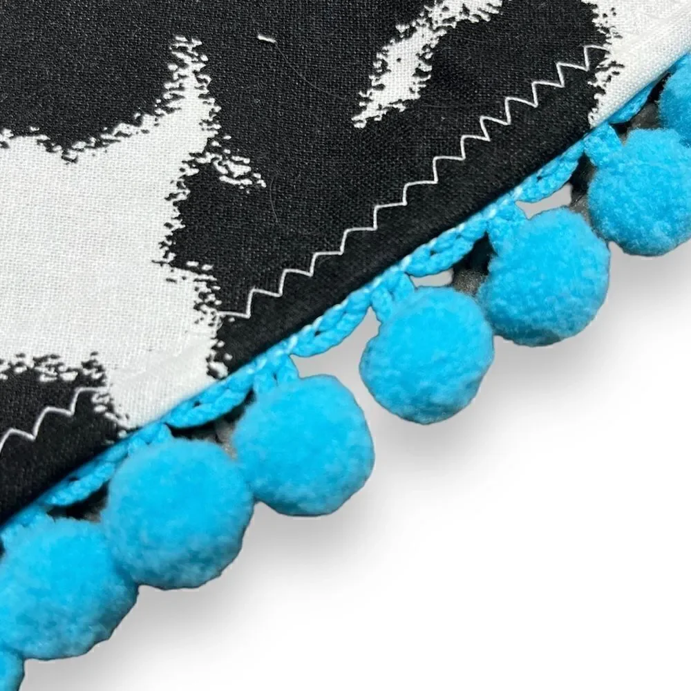 Louadore Feelin' MOO-dy Cow Print Pom Pom Dog Bandana Black & White
